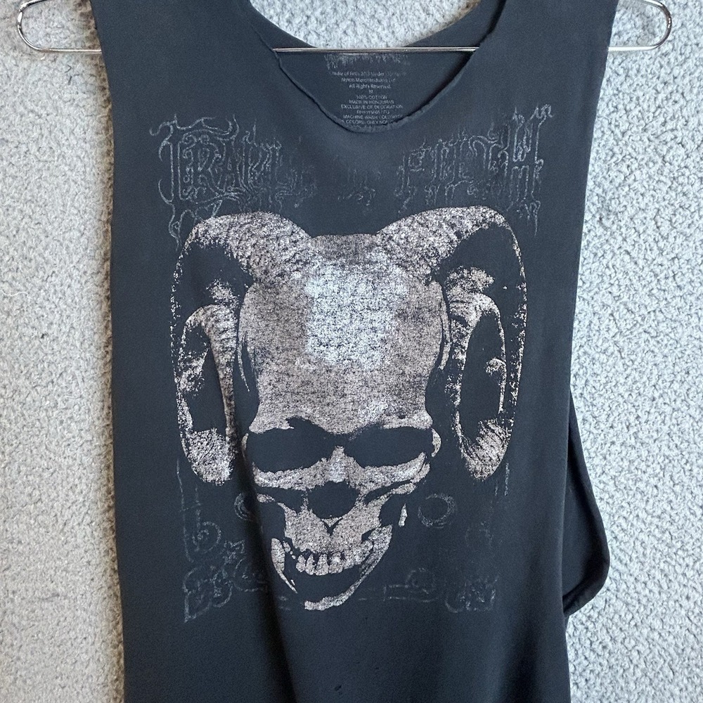 Cradle Of Filth Sleeveless Goat T Shirt Size Medium Black Metal Rare Print Goth - Picture 3 of 5